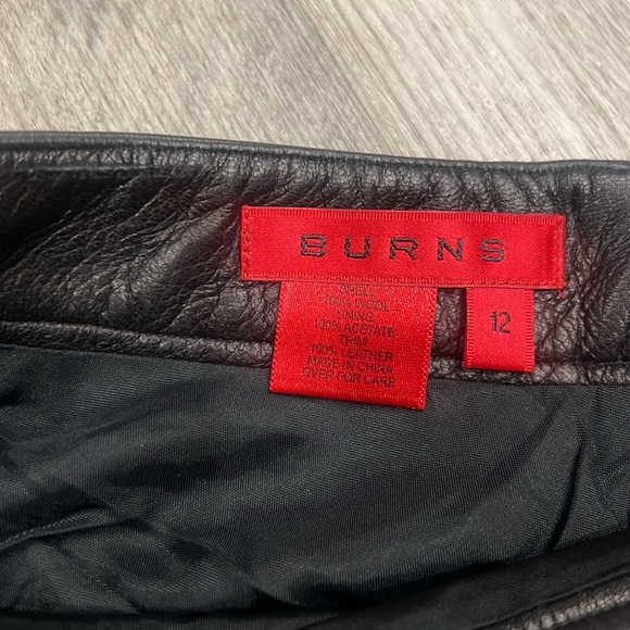 Burns vintage wool & leather skirt, EUC - Picture 3 of 3